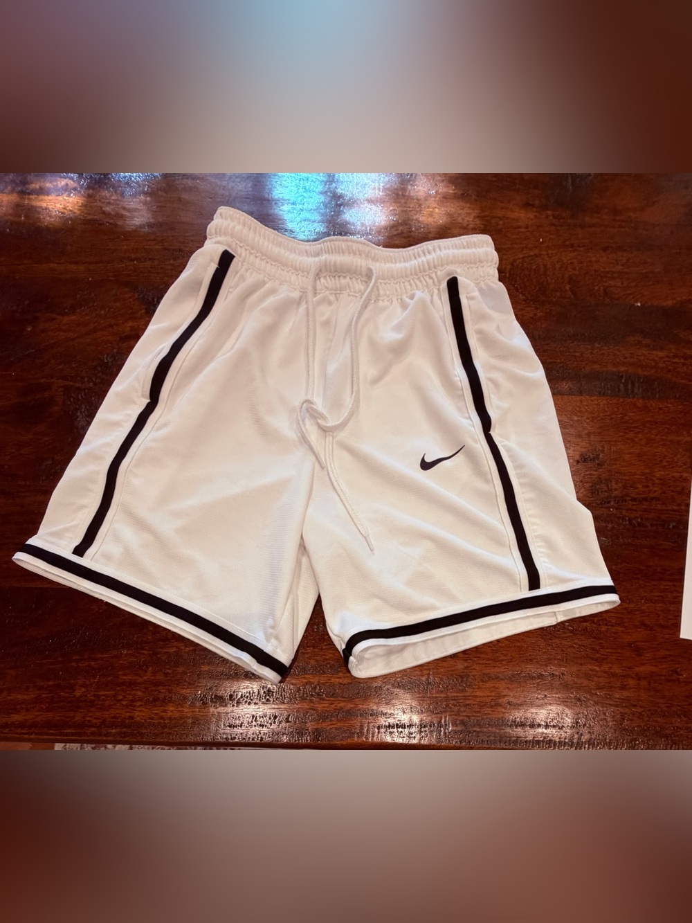 Nike Men’s White Athletic Shorts with Black Stripe